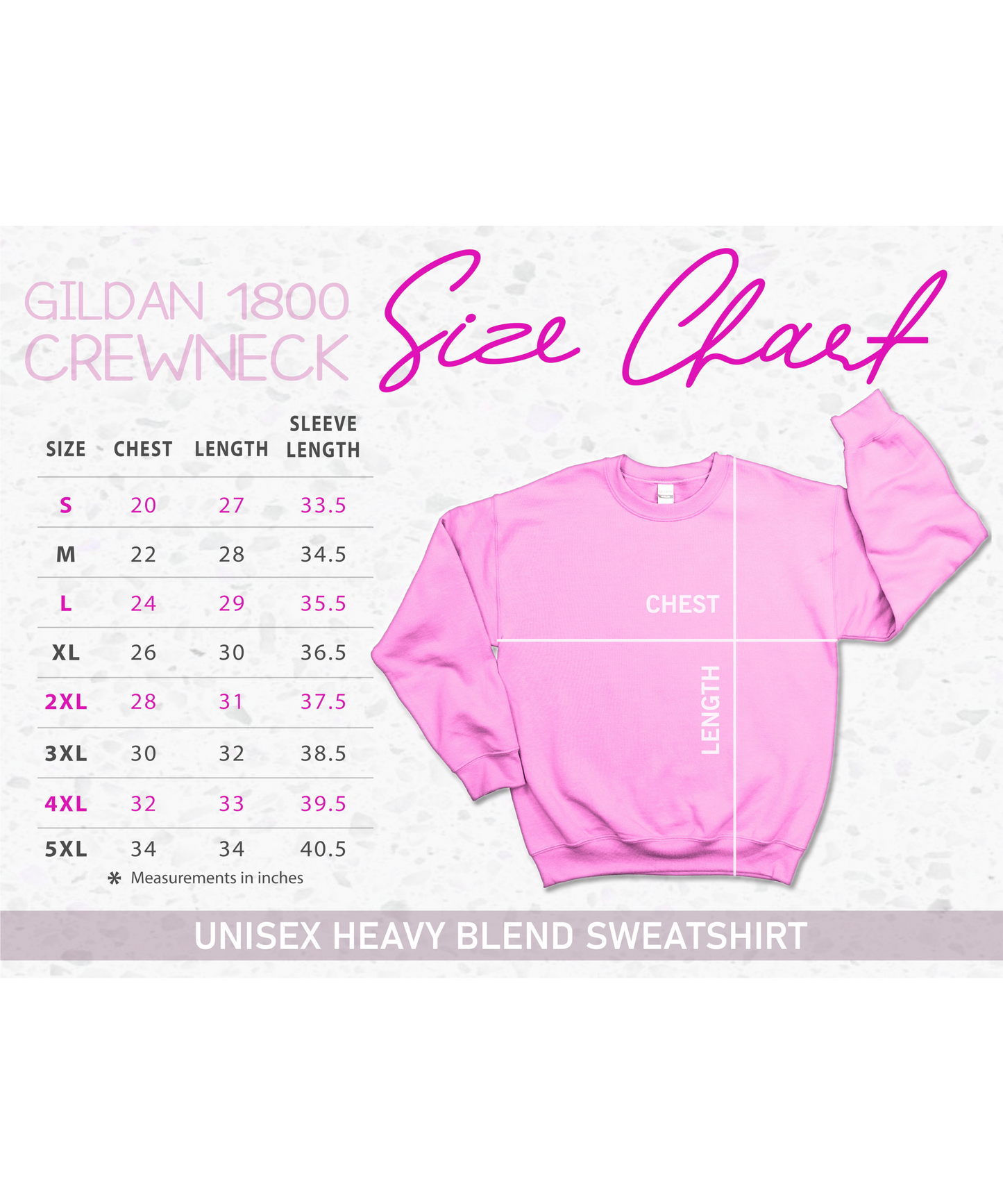 gildan sweatshirt 1800 size chart