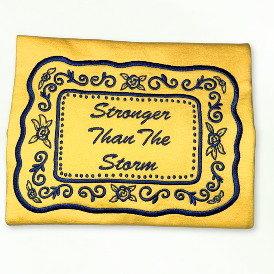 detailed embroidery stronger than the storm 